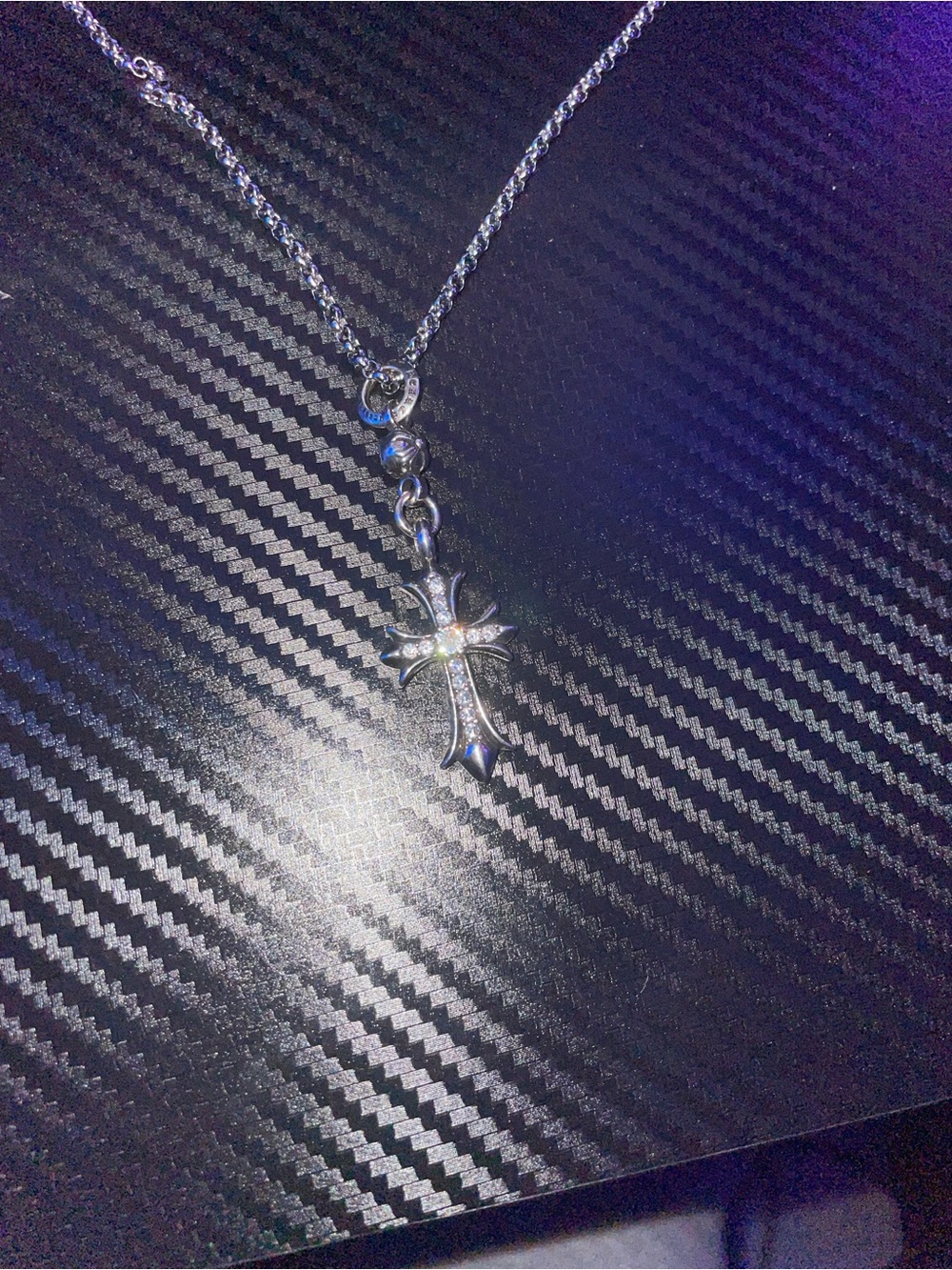 Chrome Hearts Sterling Silver Cross Pendant Necklace - Silver With diamonds